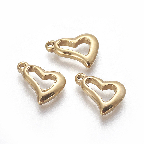 

PandaHall Vacuum Plating 304 Stainless Steel Open Heart Pendants, Hollow, Golden, 15x11.5x2.5mm, Hole: 1mm 304 Stainless Steel Heart