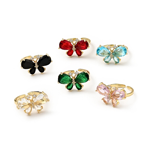 

PandaHall Cubic Zirconia Butterfly Open Cuff Ring, Real 18K Gold Plated Brass Jewelry for Women, Cadmium Free & Lead Free, Mixed Color, US..., Multicolor