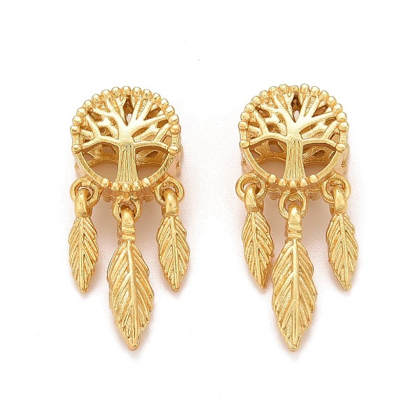 

PandaHall Alloy European Dangle Charms, Large Hole Pendants, Long-Lasting Plated, Cadmium Free & Lead Free, Flat Round with Tree & Feather...