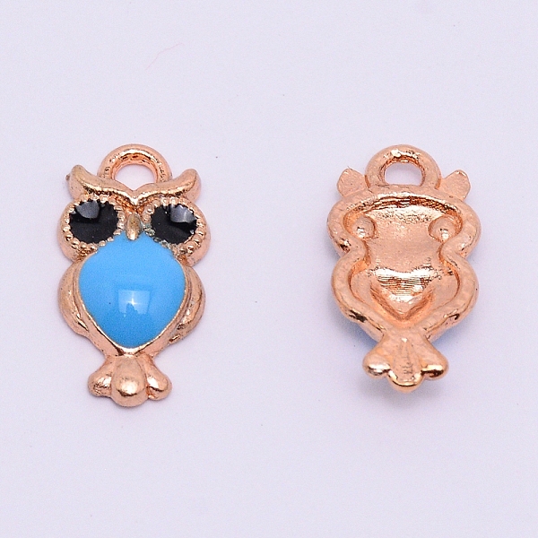

PandaHall Alloy Enamel Pendants, Owl Shape, Golden, Blue, 17x9x3.5mm, Hole: 1.6mm Alloy+Enamel Owl Blue