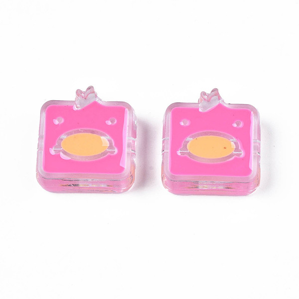 

PandaHall Transparent Acrylic Beads, with Enamel, Square with Duck, Hot Pink, 24x23x8mm, Hole: 3mm Acrylic Square