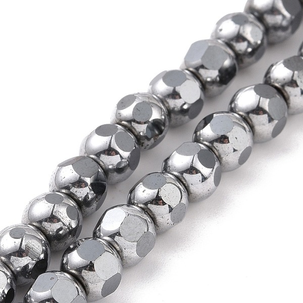 

PandaHall Electroplated Non-magnetic Synthetic Hematite Beads Strands, Faceted, Round, Platinum Plated, 6~6.5x5~5.5mm, Hole: 1.4mm, about...