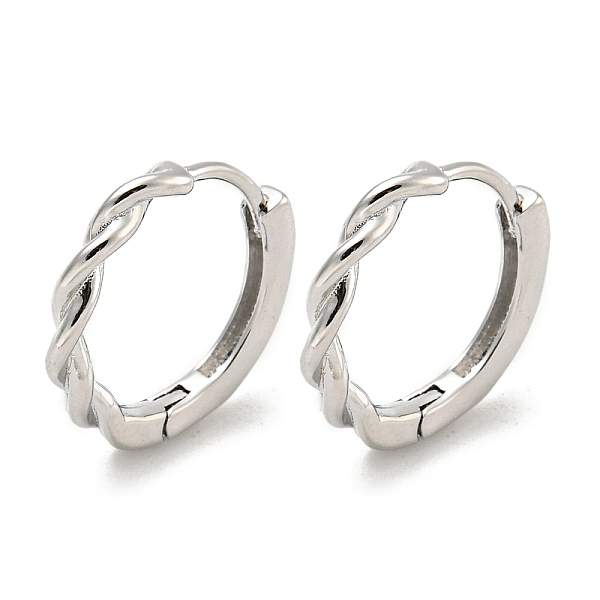 

PandaHall Brass Hoop Earrings, Real Platinum Plated, 13.5x2mm Brass Twist
