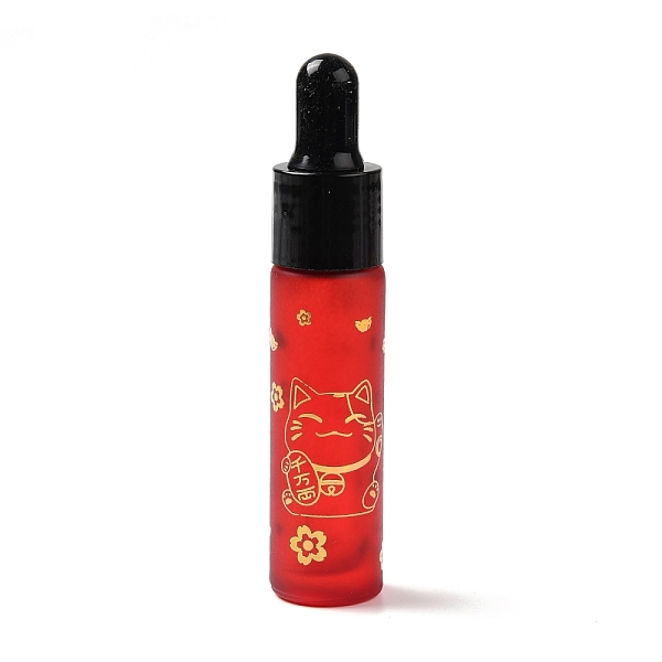 

PandaHall Rubber Dropper Bottles, Refillable Glass Bottle, for Essential Oils Aromatherapy, with Fortune Cat Pattern & Chinese Character..., Red