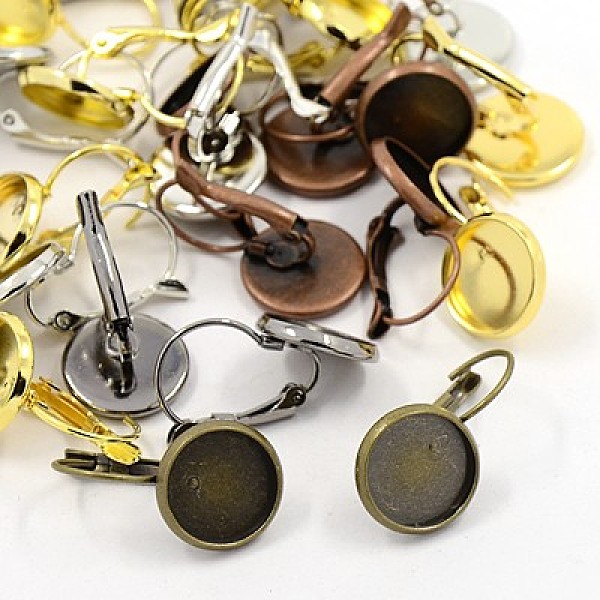 

PandaHall Brass Leverback Earring Findings, Mixed Color, 30x18mm, Tray: 16mm Brass