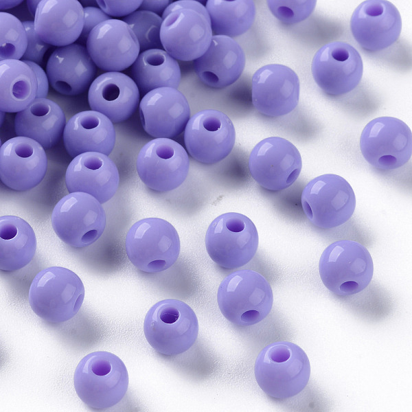 

PandaHall Opaque Acrylic Beads, Round, Medium Purple, 6x5mm, Hole: 1.8mm, about 4400pcs/500g Acrylic Round