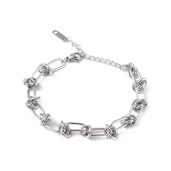 

PandaHall 304 Stainless Steel Oval & Knot Link Chain Bracelets for Men Women, Stainless Steel Color, 6-1/2 inch(16.5cm) 304 Stainless Steel