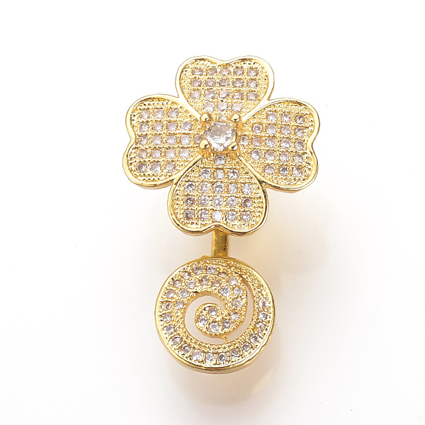 

PandaHall Brass Micro Pave Cubic Zirconia Magnetic Clasps, Flower, Golden, 28~31x17~18x12~13mm, Hole: 1mm Brass+Cubic Zirconia Flower