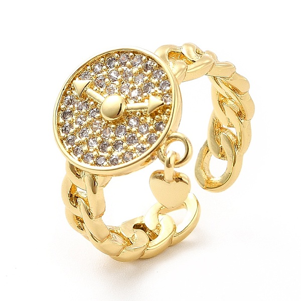 

PandaHall Clear Cubic Zirconia Watch with Heart Charm Open Cuff Ring, Brass Jewelry for Women, Real 18K Gold Plated, US Size 7 1/4(17.5mm)...