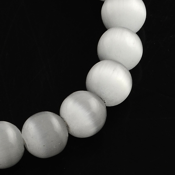 

PandaHall Cat Eye Glass Bead Strands, Round, White, 5mm, Hole: 1mm, about 80pcs/strand, 14 inch Glass Round White