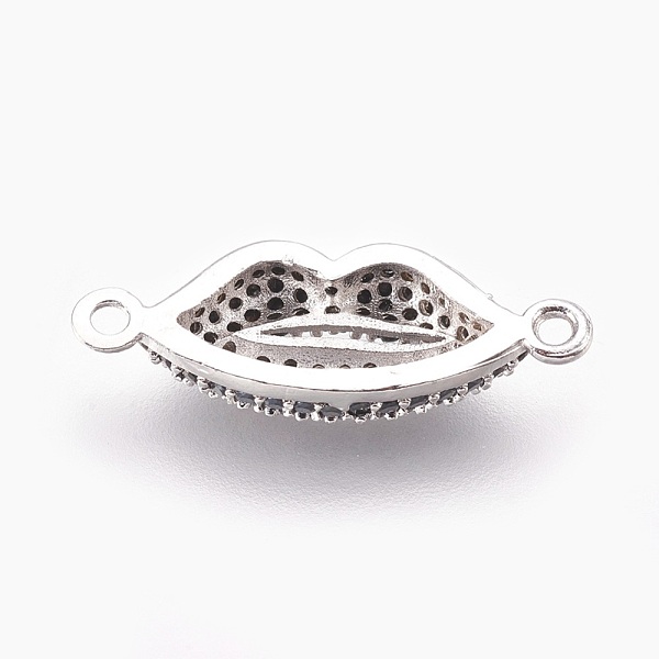 

PandaHall Brass Micro Pave Cubic Zirconia Links, Lip, Black, Platinum, 8x22x3.5mm, Hole: 1.4mm Brass+Cubic Zirconia Lip Black