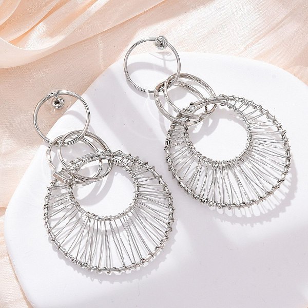 Alloy & Iron Dangle Stud Earrings