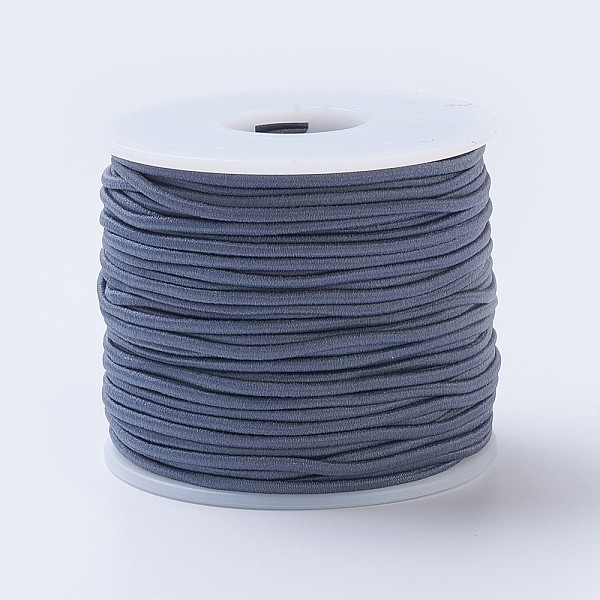 

PandaHall Elastic Cord, Polyester Outside and Latex Core, Slate Gray, 2mm, about 50m/roll Elastic Fibre Round