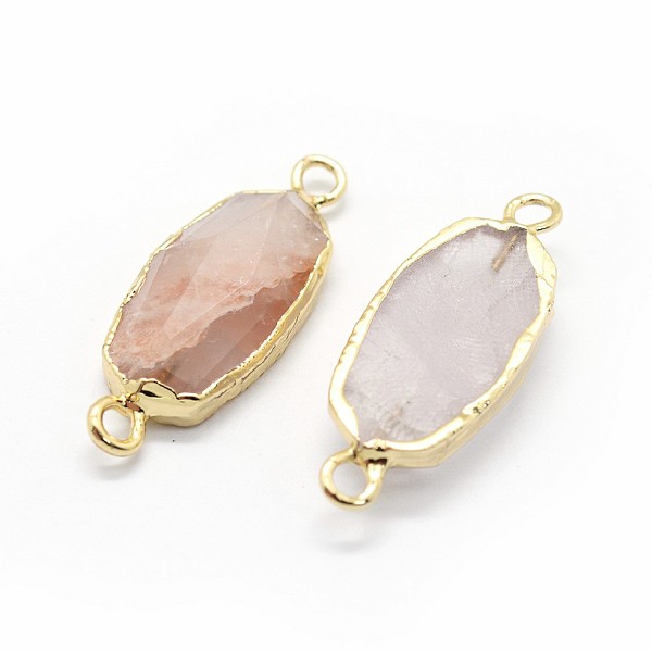 

PandaHall Natural Madagascar Rose Quartz Links connectors, with Brass Findings, Faceted, Oval, Golden, 30~31x11~12x5~6mm, Hole: 2mm Rose...