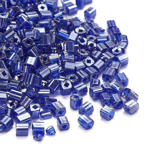 

PandaHall 6/0 Glass Seed Beads, Transparent Colours Luster, Square Hole, Cube, Blue, 3~5x3~4x3~4mm, Hole: 1.2~1.4mm, about 1000pcs/100g...
