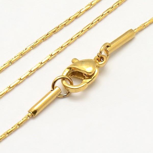 

PandaHall Unique Unisex 304 Stainless Steel Cardano Chain Necklaces, with Lobster Clasps, Golden, 17.7 inch, 1mm 304 Stainless Steel