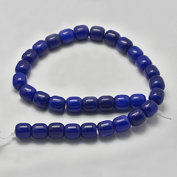 

PandaHall Natural White Jade Beads Strands, Barrel, Dyed, Blue, 12x12mm, Hole: 1.5mm, about 30pcs/strand, 14.96 inch White Jade Barrel Blue