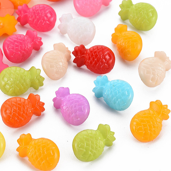 PandaHall 1-Hole Plastic Buttons, Pineapple, Mixed Color, 18x11.5x9mm, Hole: 2.5mm Plastic Fruit Multicolor