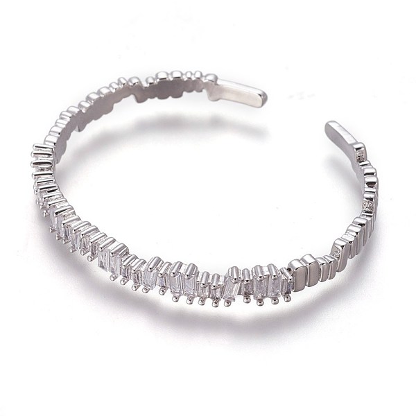 

PandaHall Brass Cuff Bangles, with Cubic Zirconia, Mixed Color, 2-1/8 inchx1-5/8 inch(5.4x4.2cm) Cubic Zirconia Clear