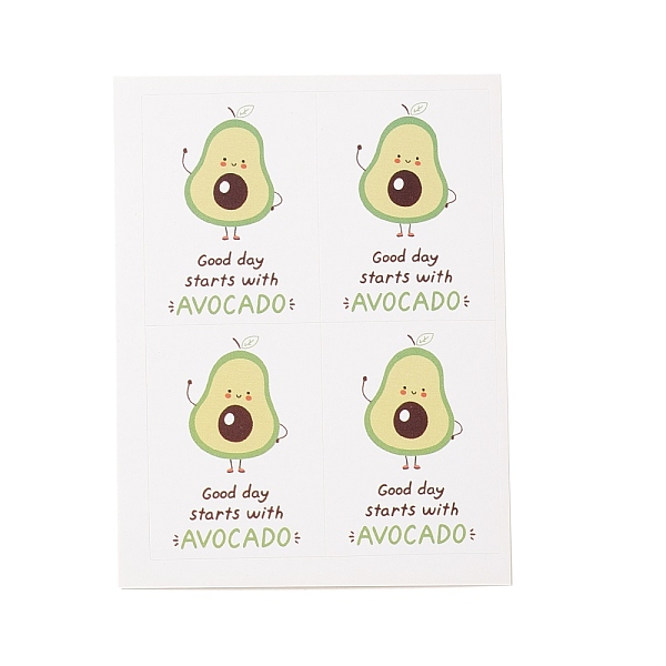 

PandaHall Rectangle Paper Stickers, Adhesive Label Stickers, Word with Cartoon Pattern, Avocado Pattern, 8.3~10.6x6.6~6.7x0.01cm, 48pcs/bag...