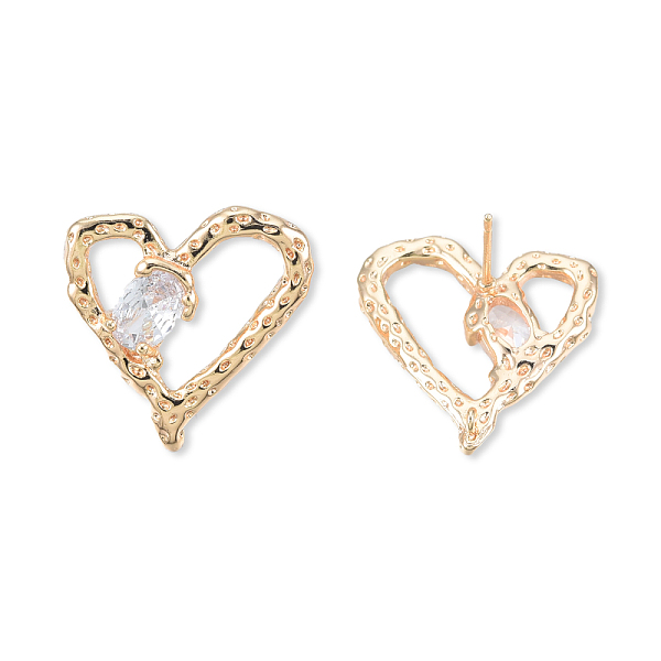 

PandaHall Clear Cubic Zirconia Heart Stud Earrings, Brass Jewelry for Women, Cadmium Free & Nickel Free & Lead Free, Real 18K Gold Plated...