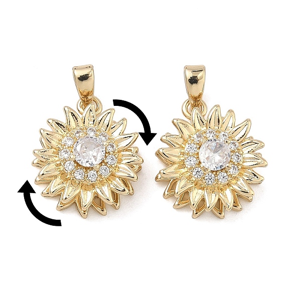 Brass Micro Pave Cubic Zirconia Rotatable Pendants