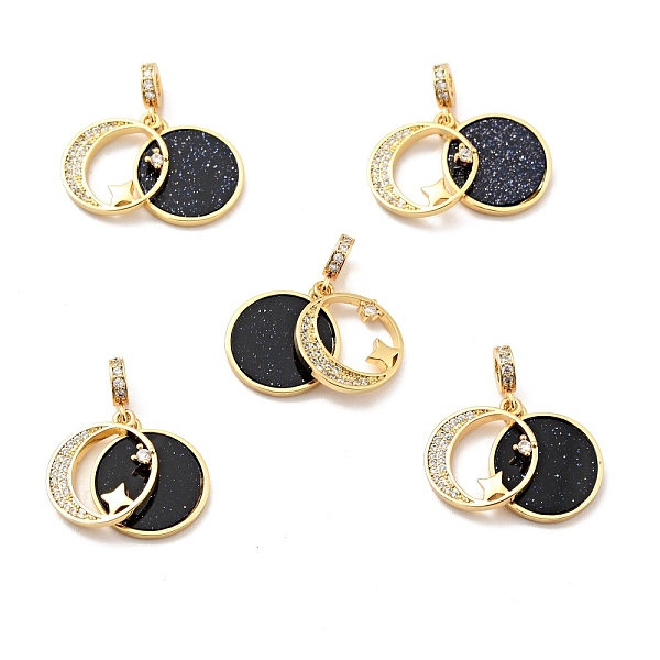 

PandaHall Synthetic Blue Goldstone Clear Cubic Zirconia Pendants, with Rack Plating Brass Findings, Long-Lasting Plated, Lead Free & Cadmium...