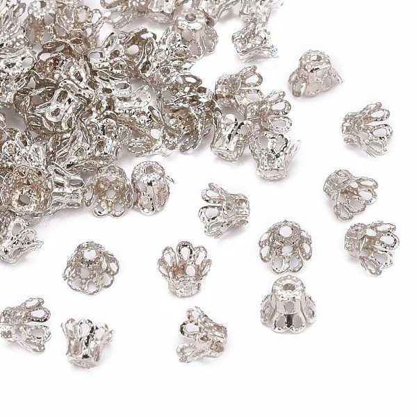 

PandaHall Iron Bead Caps, Platinum, 6x4.5mm, Hole: 1mm, Inner Diameter: 5mm Iron