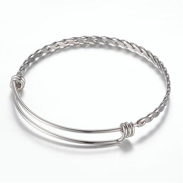 

PandaHall Adjustable 304 Stainless Steel Expandable Bangle Making, Stainless Steel Color, 2-3/8 inch(59mm) Stainless Steel