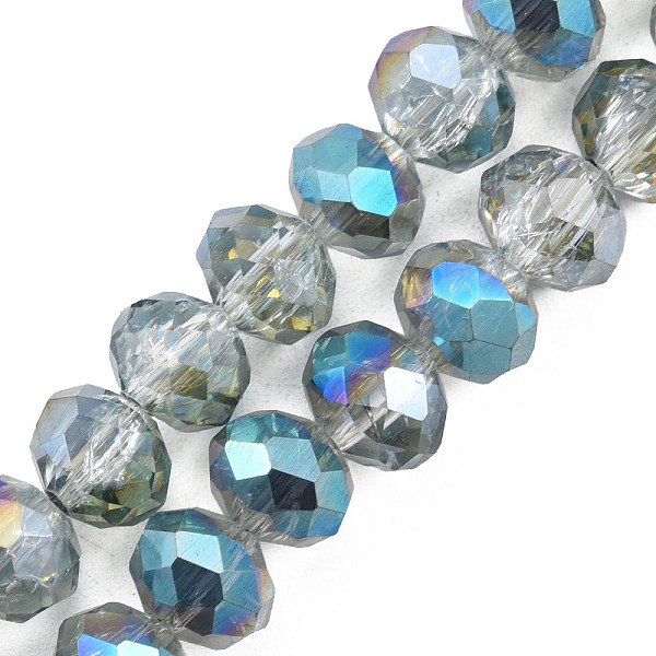 

PandaHall Transparent Crackle Electroplate Glass Beads Strands, Half Plated, Faceted, Abacus, Medium Turquoise, 8x6.5mm, Hole: 1.4mm, about...