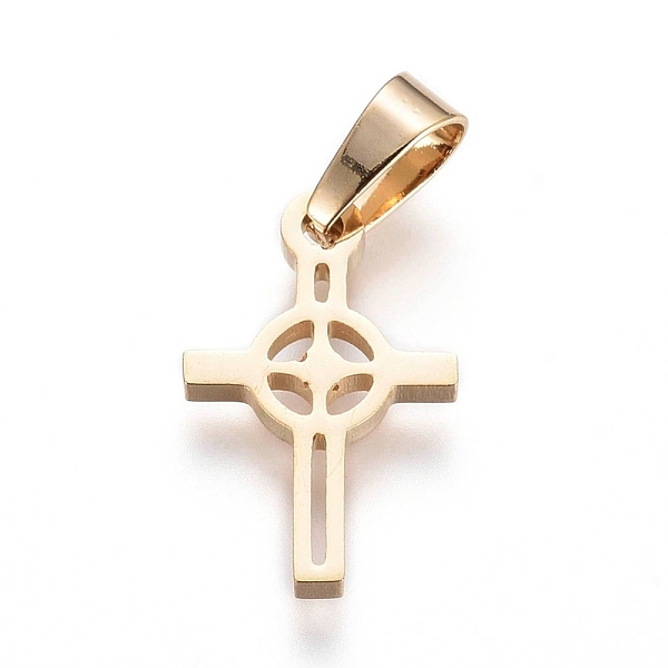 

PandaHall 304 Stainless Steel Pendants, Cross, Golden, 16x10x1.3mm, Hole: 6x3mm 304 Stainless Steel Cross