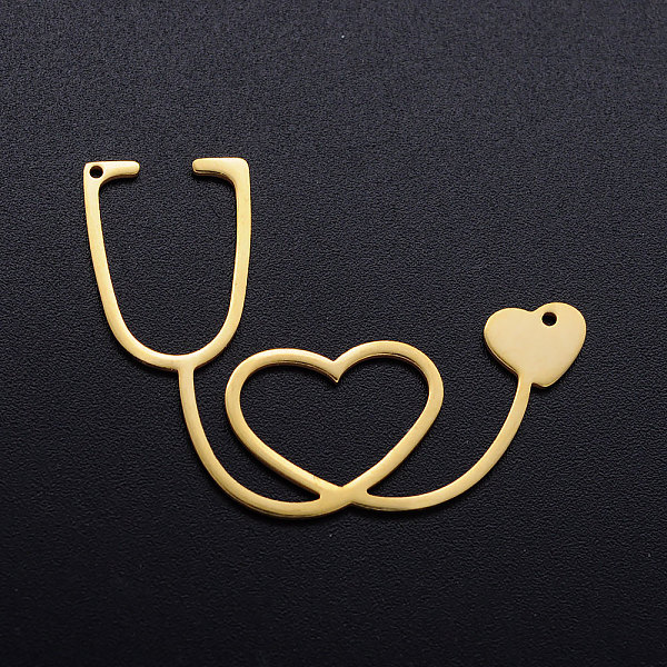 

PandaHall 201 Stainless Steel Pendants, Stethoscope, Golden, 30x40x1mm, Hole: 1mm 201 Stainless Steel Medical Theme