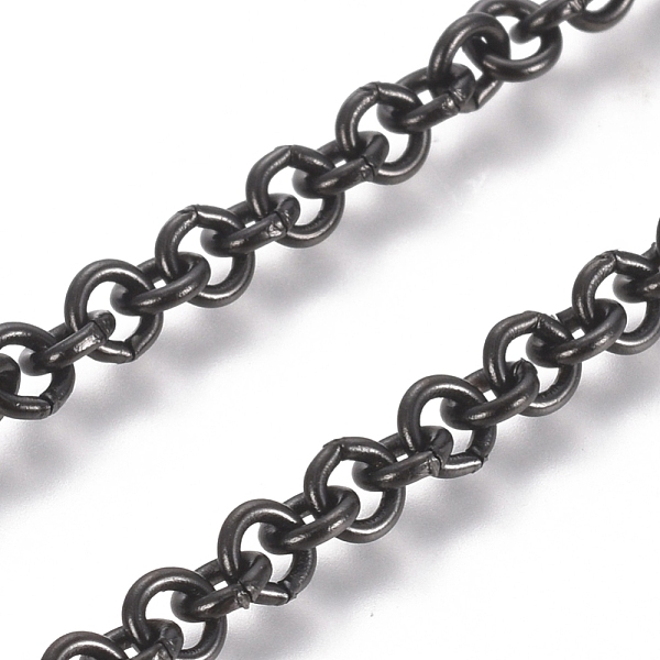 

PandaHall 304 Stainless Steel Rolo Chains, Belcher Chain, with Spool, Unwelded, Electrophoresis Black, Links: 3.5x0.8mm, about 32.8 Feet...