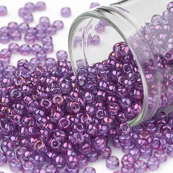 

PandaHall TOHO Round Seed Beads, Japanese Seed Beads, (205) Gold Luster Dark Amethyst, 8/0, 3mm, Hole: 1mm, about 222pcs/10g Glass Purple