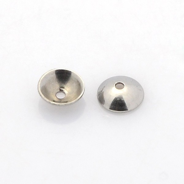 

PandaHall Apetalous Half Round 304 Stainless Steel Bead Caps, Stainless Steel Color, 4x1mm, Hole: 0.5mm 304 Stainless Steel