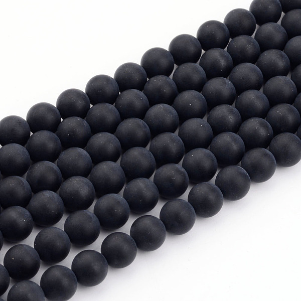 

PandaHall Natural Black Agate Bead Strands, Frosted, Round, 4mm, Hole: 0.8mm, about 92~95pcs/strand, 15 inch Black Agate Round Black