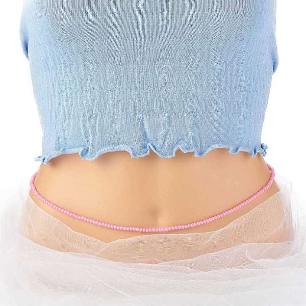 

PandaHall Waist Beads, Acrylic Beaded Stretch Waist Chains for Women, Pearl Pink, 31.65 inch(80.4cm), Beads: 4mm Acrylic