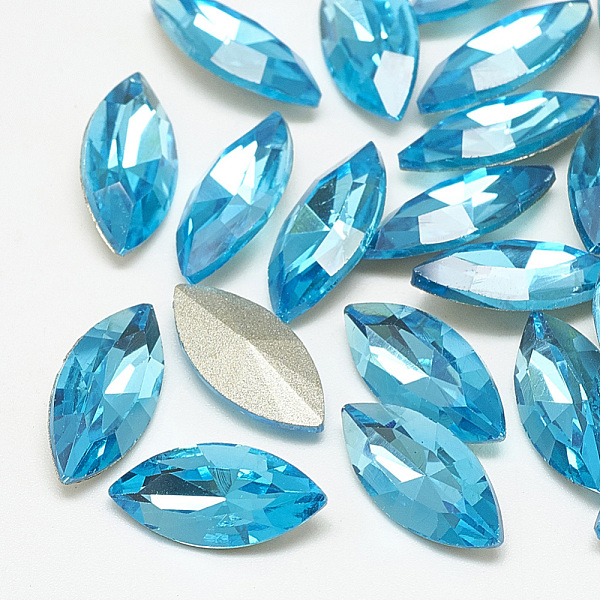 

PandaHall Pointed Back Glass Rhinestone Cabochons, Back Plated, Faceted, Horse Eye, Aquamarine, 12x6x3.5mm Glass Rhinestone Horse Eye Blue