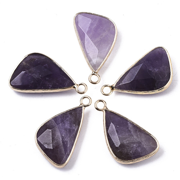 

PandaHall Natural Amethyst Pendants, with Light Gold Plated Brass Edge and Loop, Triangle, Faceted, 25~26x16x6mm, Hole: 2.5mm Amethyst...