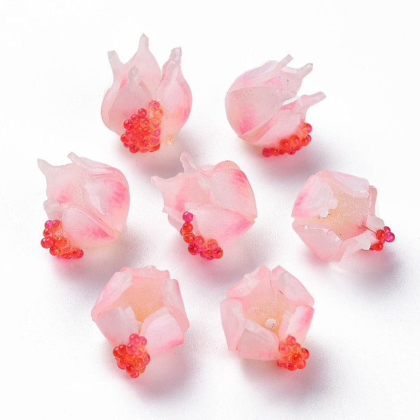 

PandaHall Plastic Beads, Pomegranate, Pink, 15~16x15.5~17x13~14mm, Hole: 1.4mm Plastic Fruit Pink