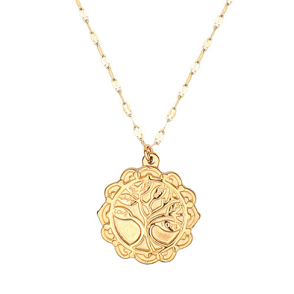 

PandaHall Golden Stainless Steel Pendant Necklace, Sun, Tree of Life, 19.69 inch(50cm), Pendant: 26x24mm Stainless Steel Tree of Life