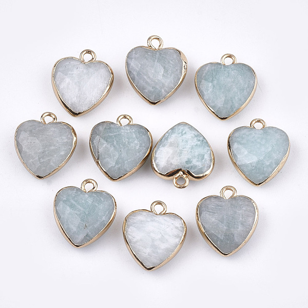 

PandaHall Electroplate Natural Amazonite Pendants, with Cadmium Free & Nickel Free & Lead Free Iron Findings, Faceted, Heart, Golden...