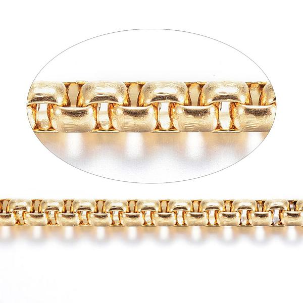 

PandaHall 304 Stainless Steel Venetian Chains Box Chains, with Spool, Unwelded, for Jewelry Making, Golden, 2.5x2.5x1mm, about 82.02 Feet...
