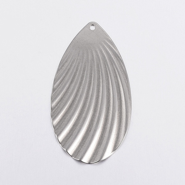 

PandaHall 304 Stainless Steel Pendants, Textured, teardrop, with Wavy Pattern, Stainless Steel Color, 45x24.5x1mm, Hole: 1.2mm 304 Stainless...