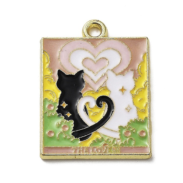 

PandaHall Word The Lovers Alloy Enamel Pendants, Golden, Black Cat Tarot Charm, White, 27x20x1.5mm, Hole: 2mm Alloy+Enamel Rectangle White