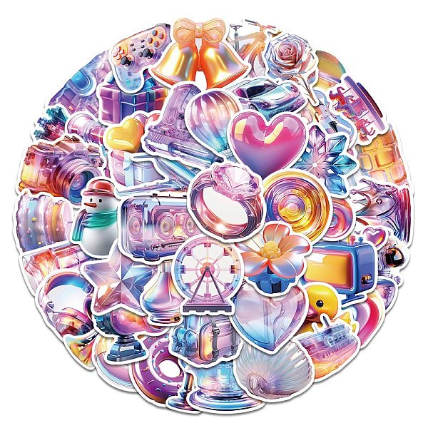 

PandaHall 50Pcs 3D Heart Glasses Finger Ring PVC Self Adhesive Cartoon Stickers, Waterproof Decals for Laptop, Bottle, Luggage Decor, Mixed..., Multicolor
