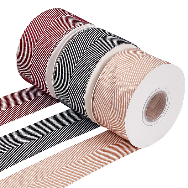 3 Rolls 3 Colors Polycotton Herringbone Ribbon