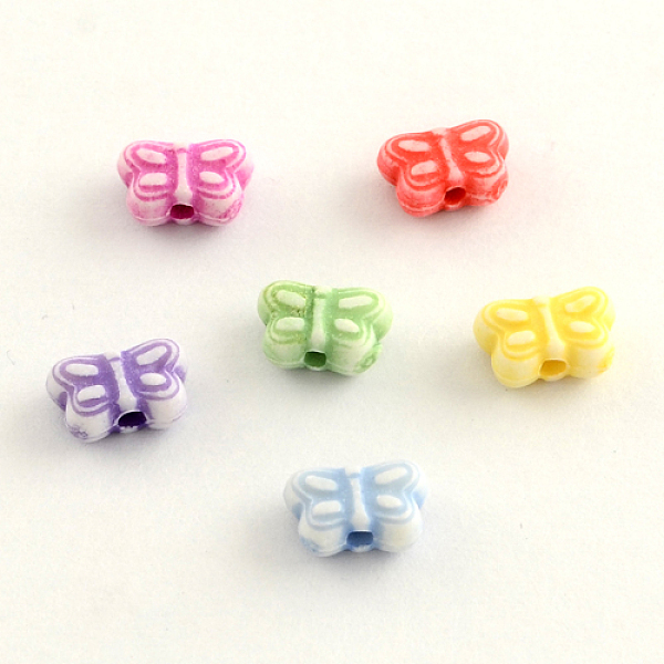 

PandaHall Craft Style Colorful Acrylic Beads, Butterfly, Mixed Color, 5.5x8x4mm, Hole: 2mm Acrylic Butterfly Multicolor