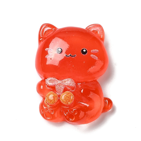 

PandaHall Translucent Resin Decoden Cabochons, Cartoon Cat with Bowknot, Red, 23x17x7mm Resin Cat Shape Red