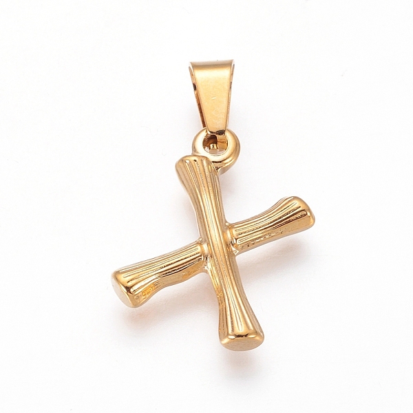 

PandaHall 304 Stainless Steel Pendants, Bamboo Style, Letter, Golden Color, Letter.X, 19x14x3mm, Hole: 3x7mm 304 Stainless Steel Letter